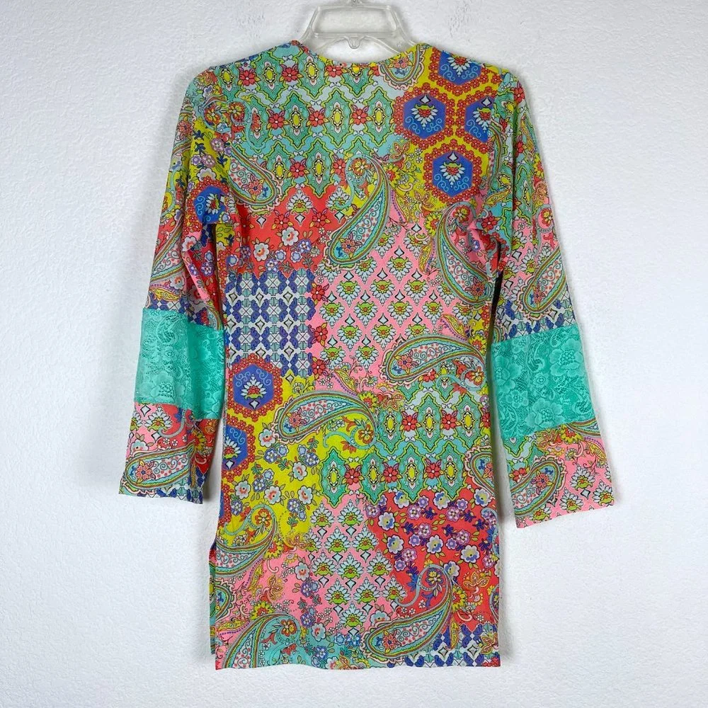 Luli Fama Swim Cover Up Dress Tunic Beach Resort Colorful Vacation XS - Picture 4 of 12